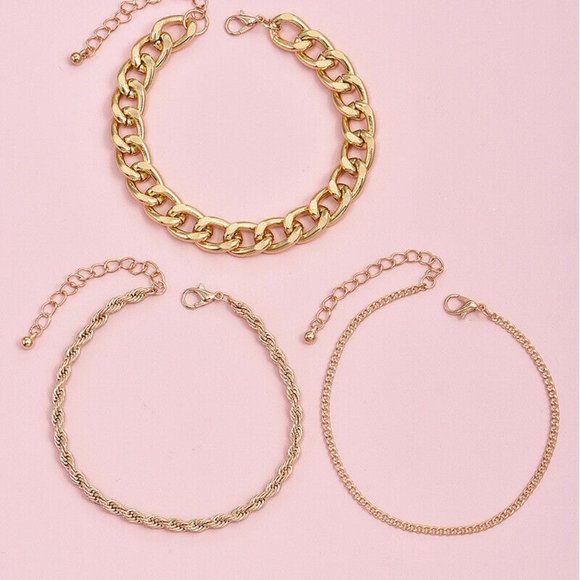 New 3-Layer Gold Chain Link Anklet - Picture 5 of 7